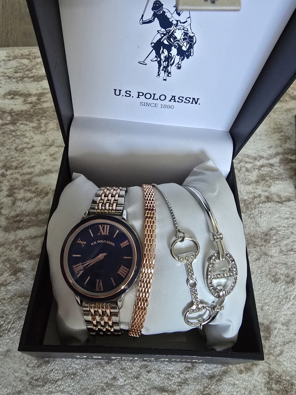 U.S. Polo Assn. Rose Gold & Silver Bracelet Watch Set